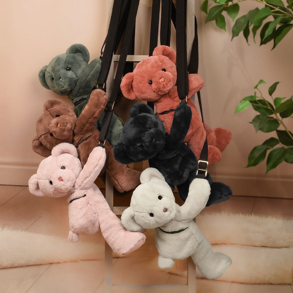 DouDou - Teddy Bear Plush Backpack - Terracotta - Plush