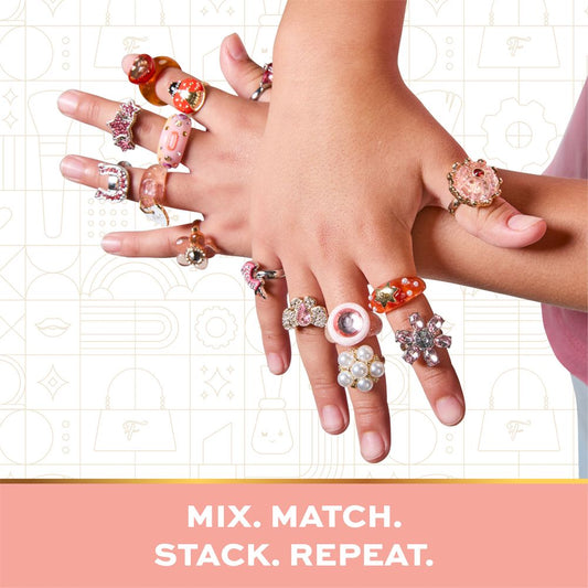 FAO Schwarz - Tiny Glam Rings 15-Piece Set - Fashion Activity and Roleplay