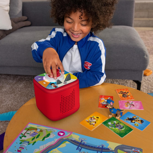 Tonies - Tonies PAW Patrol Toniebox 2 Bundle with Tonieplay Game, Sleeve and 4 Tonies - Sunset Red - Electronics