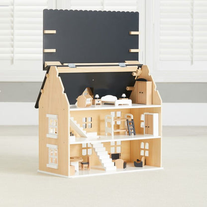Wonder & Wise - Two-story Wooden Dollhouse - Dolls
