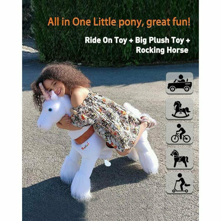 PonyCycle, Inc. - White Model U Ride-On Unicorn - 3-4 Years - Plush