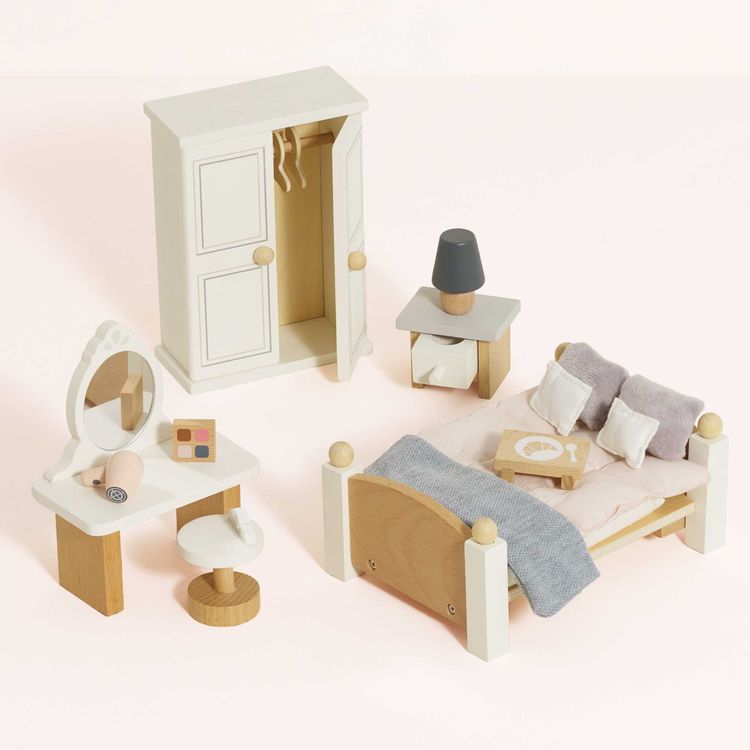 Le Toy Van - Wooden Dollhouse Bedroom Furniture Set - 19 Pieces - Dolls