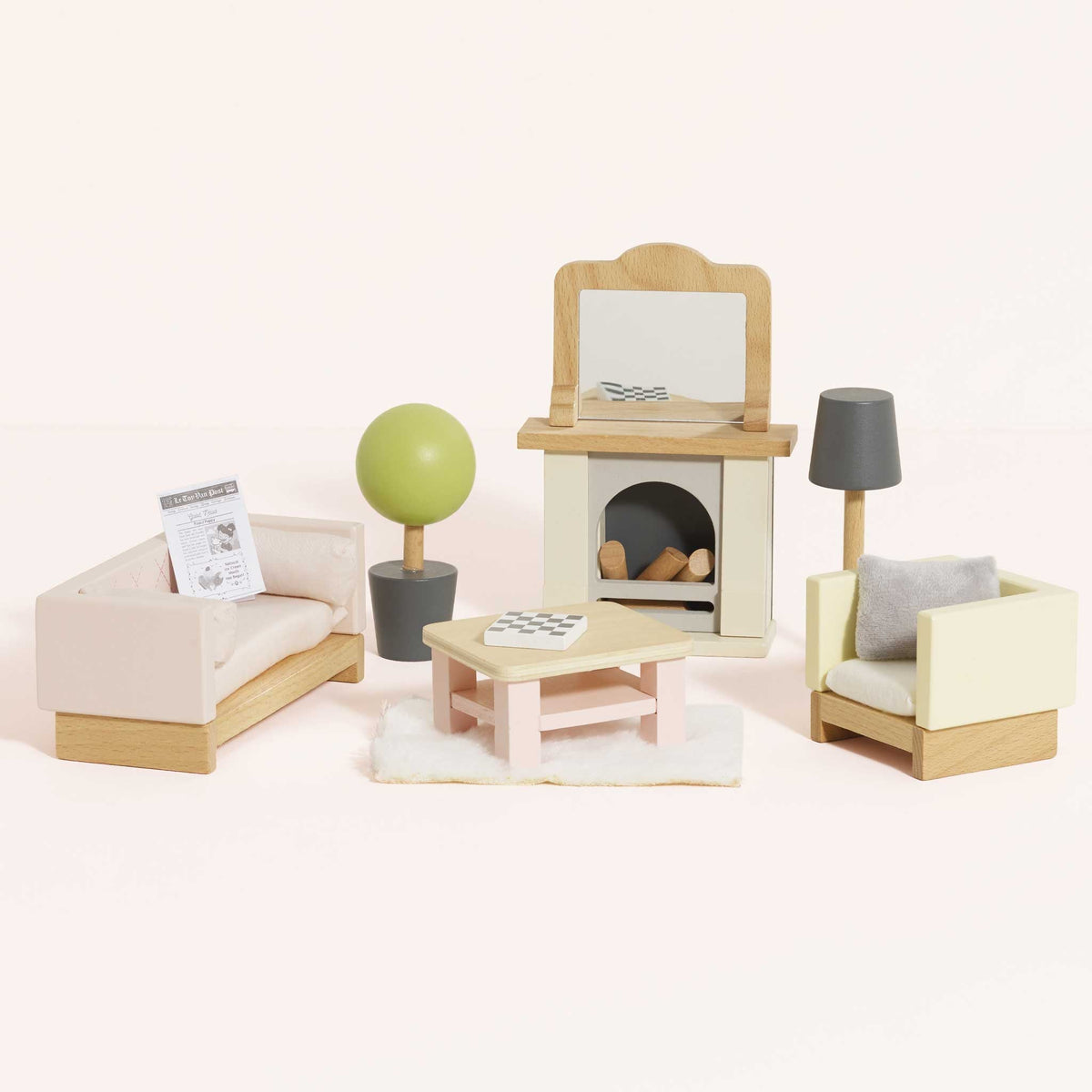 Le Toy Van - Wooden Dollhouse Living Room Furniture Set - 19 Pieces - Dolls
