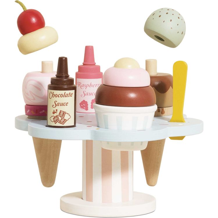 Le Toy Van - Wooden Ice Cream Stand & Toppings - Preschool