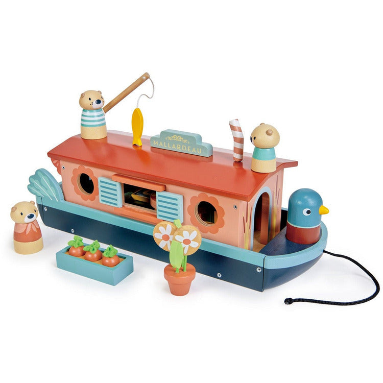 Tender Leaf Toys - Wooden Little Otter Canal Boat - Preschool