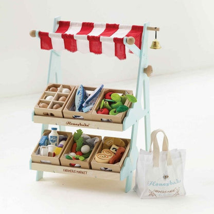 Le Toy Van - Wooden Market Stall & Fruit Play Food Crate - Preschool