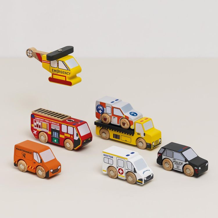 Le Toy Van - Wooden Set of 7 Emergency Vehicles - Preschool