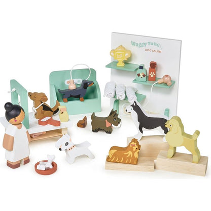 Tender Leaf Toys - Wooden Waggy Tails Dog Salon Set - Preschool