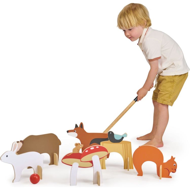 Tender Leaf Toys - Woodland Animals Indoor Croquet Set - Preschool