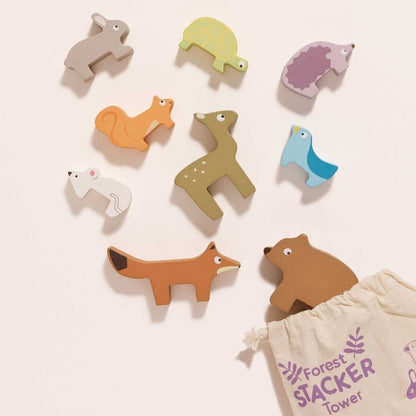 Le Toy Van - Woodland Stacking Forest Animals & Bag - 10 Pieces - Infants